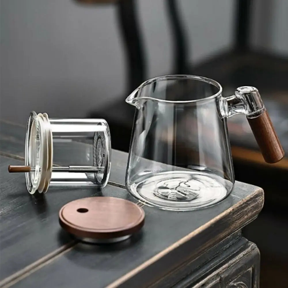 Creative Tea separation Glass Teapot 650ML Heat Resistant Lazy Kungfu Drip Teapot Transparent Press Control