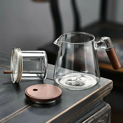 Creative Tea separation Glass Teapot 650ML Heat Resistant Lazy Kungfu Drip Teapot Transparent Press Control