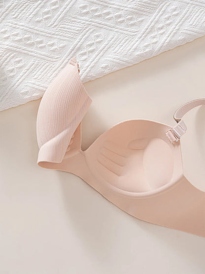 Shantou Seamless Bra Nylon Fabric Comfortable No Steel Ring Strap Underwear Women Gather Small Chest Look Big Sexy Bra