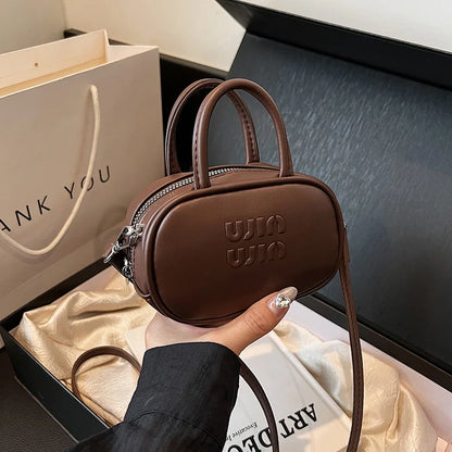 Women's Fashion Bowling Tote Handbags And Purses Retro Shoulder Crossbody Bags Quality Leather Ladies Messenger Bag Mini Purse
