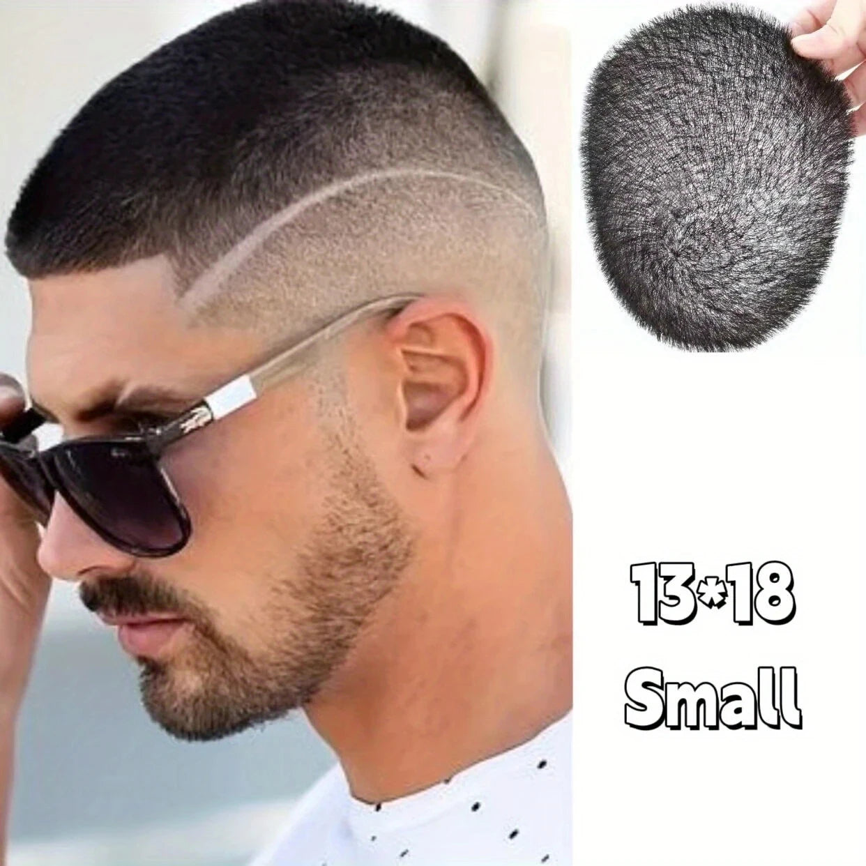 Short Buzz Cut Hair Piece for Man 100% Human Hair Hair Toupee Breathable and Invisible PU Base Biomimetic Scalp Hair Replacement