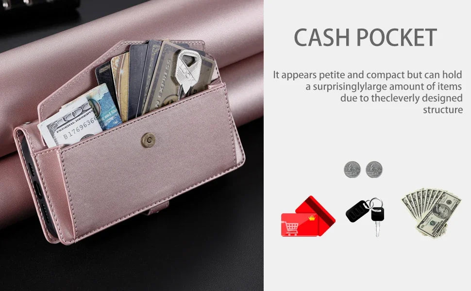 Crossbody Leather Wallet Case For iPhone17 16 Pro Air 16E 15 14 13 12 11 Pro Max XS XR SE 8 7 Card Solt Pocket Shoulder Cover