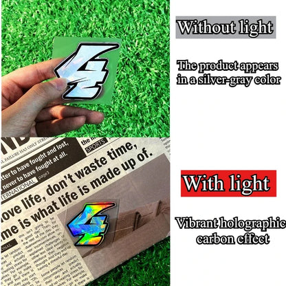 1PC Arabic Numbers Motorcycle Stickers Reflective Holographic Carbon Effect for Helmet Scooter Fuel Tank Front Fairing Decals