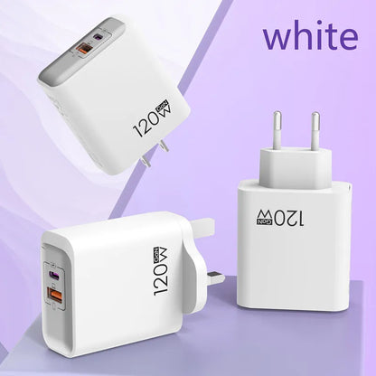 120W GaN USB C QC 3.0 Fast Charger Quick Charging PD Charger EU US UK Wall Power Adapter For iPhone Samsung Xiaomi Huawei iPad﻿﻿