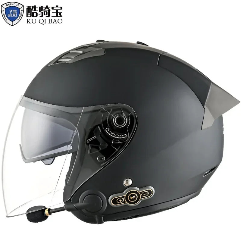HOT DOT Approved Open Face 3/4 Motorcycle Helmet with Build-In Bluetooth Headset Earphone and Detachable Liner for honda