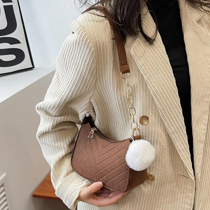 Mini Women Shoulder Bags Fashion Felt Women's Bag Design Advanced Underarm Handbags Mini Saddle Bag