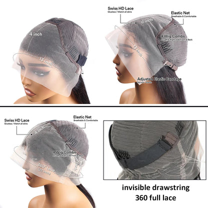 360 Full Lace Wig Human Hair Pre plucked HD Lace Wig 13X4 13x6 Human Hair Wigs Bone Straight Lace Frontal Wig For Women 36 40 in