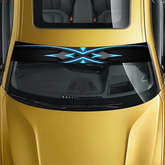 1-Piece Tech Blue Line Cross Pattern Car Stickers: 1-Piece Set - Waterproof, Scratch Resistant, Suitable for All Models - Auto