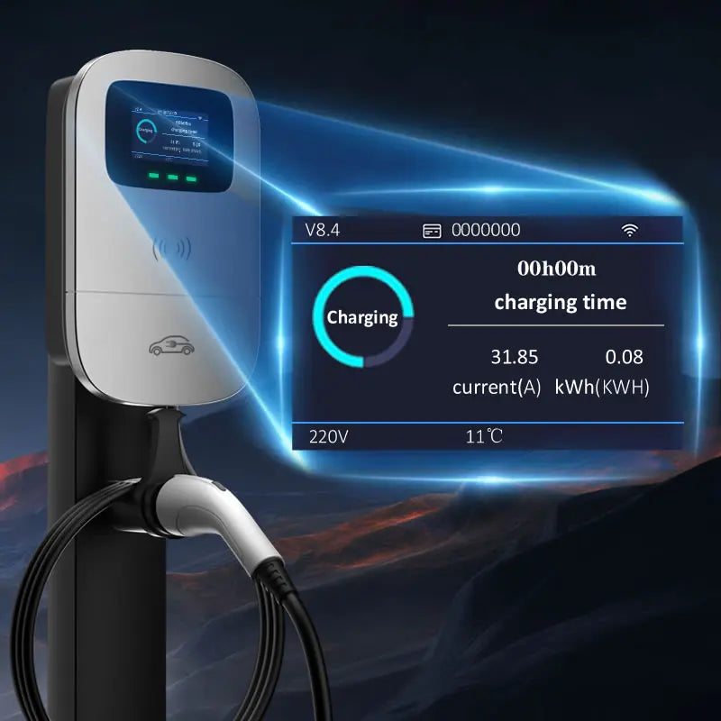 JIGU SAE J1772 EV Charger Type 1 Wallbox Electric Vehicle Charging Station EVSE 7KW 32A 220V 1 Phase Car Charger With Screen