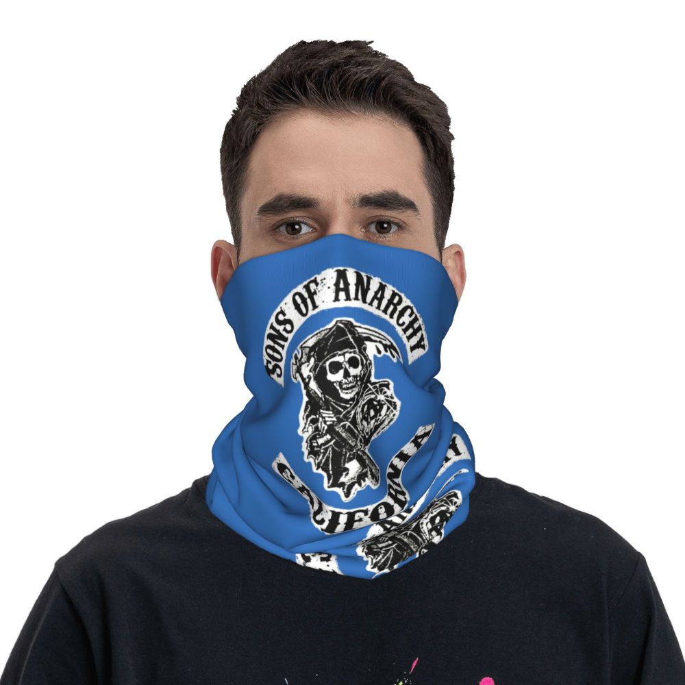 Custom 1 Percenter Essential Sons Bandana Neck Gaiter for Ski Camping Men Women Wrap Scarf TV Show Anarchy Headband Warmer