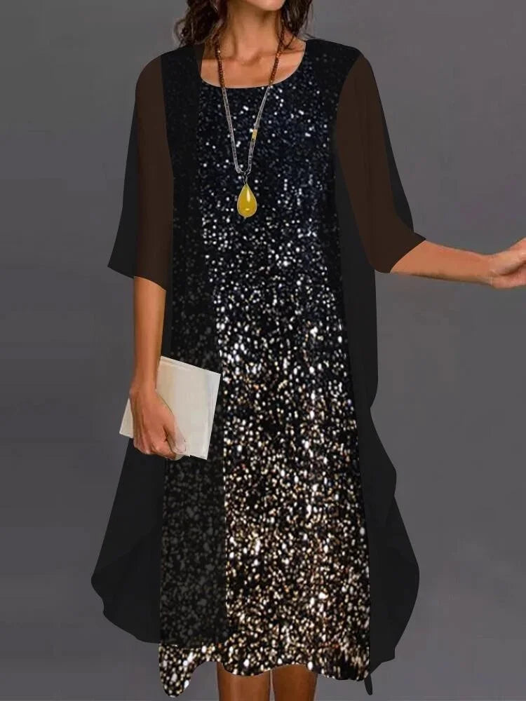 Fashion Women Chiffon Summer Sleeveless O-Neck Print Loose Party Dresses +Cardigan Shawl Elegant Casual Lady Two Piece Set Dress