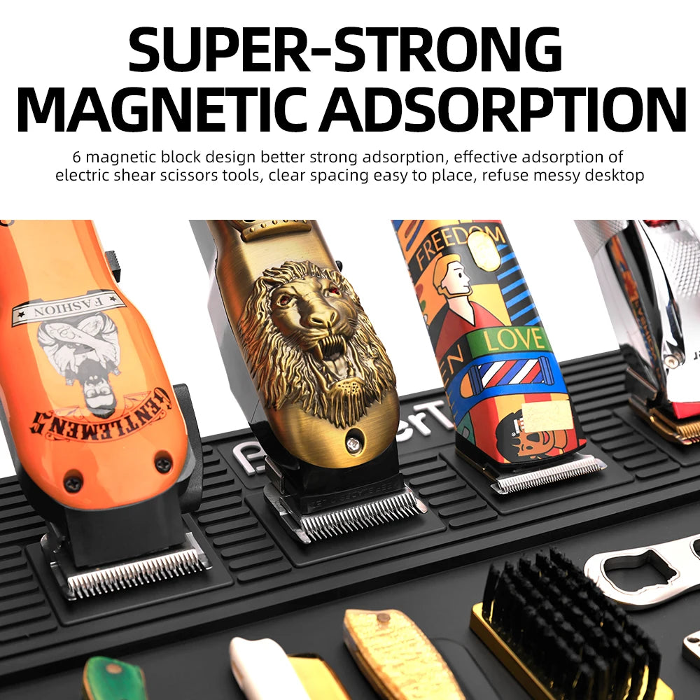 Hair Cutting Tool Storage Pad Anti Slip Waterproof Heat-Insulating Work Pad Magnetic Silicone Barber Shop Desktop Storage Mat