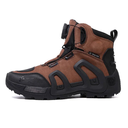 Motorcycle Riding Boots Waterproof Cowhide Leather Breathable Anti-Slip Wear-Resistant Touring Moto Shoes for Men Women