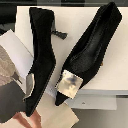 High Heels Women's Shoes Pointed Toe Fashion Sexy Shoes Suede Luxury Designer Pumps Autumn New Elegant Dress Zapatos Mujer