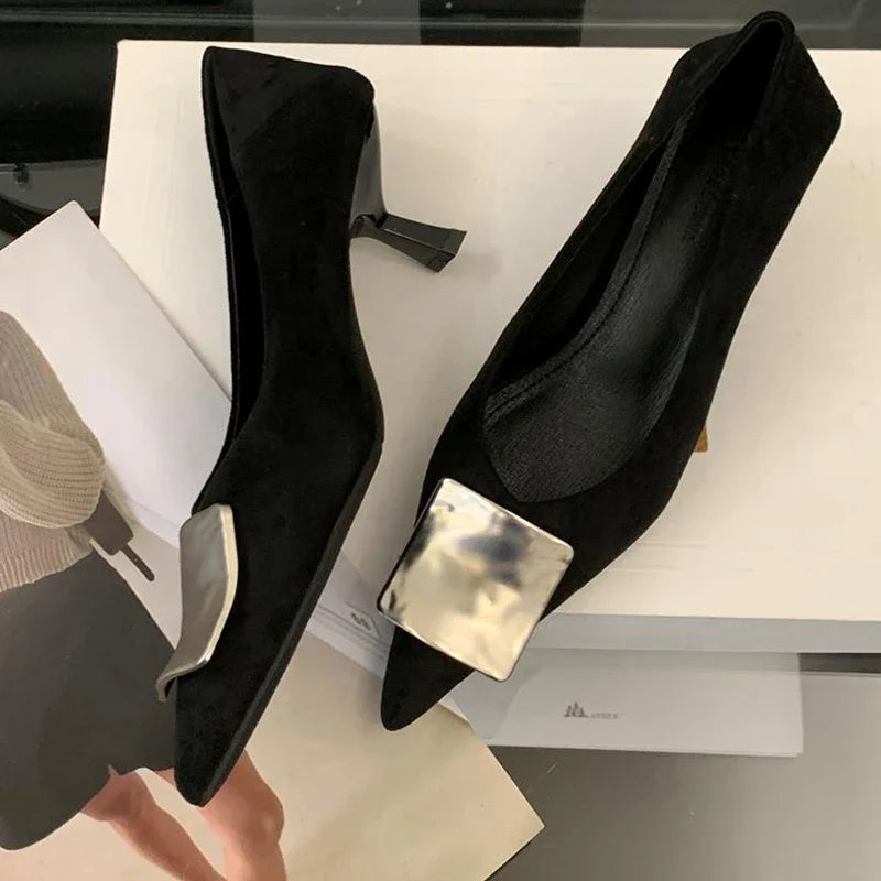 High Heels Women's Shoes Pointed Toe Fashion Sexy Shoes Suede Luxury Designer Pumps Autumn New Elegant Dress Zapatos Mujer