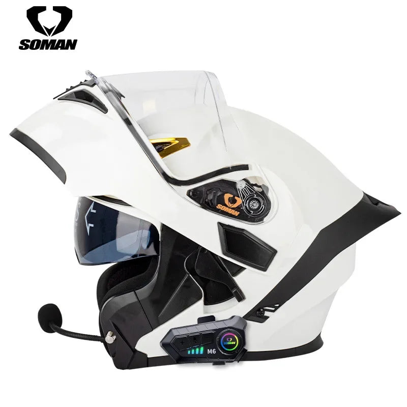 SOMAN Modular Helmet Flip Full Face Motorcycle Helmet Dual Visor Lens Racing Casco casque moto approved 오토바이핼멧