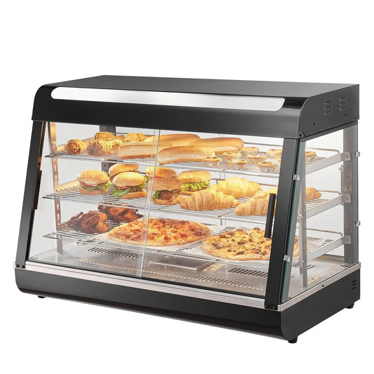3-Tier Commercial Food Warmer Display Countertop Pizza Cabinet with Light
