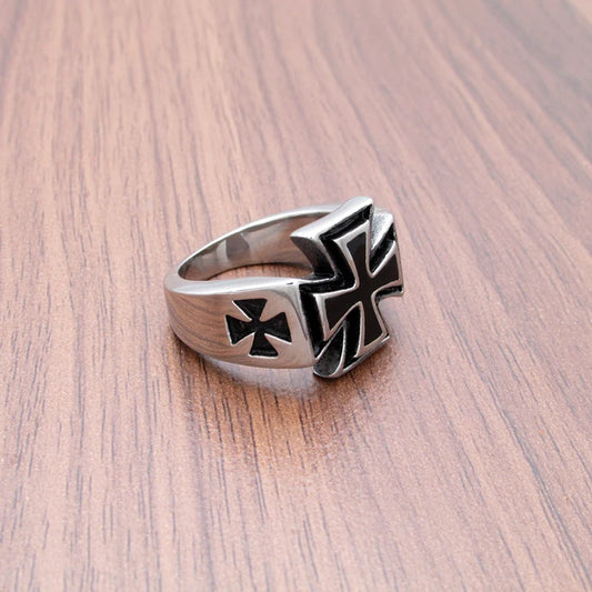 316L Stainless Steel Vintage Norse Viking Finger Nordic Cross Ring Silver Color Design Jewelry For Men's Gift