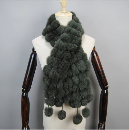 Women Winter Warm Real Rabbit Fur Scarf Hot Sale Natural Rabbit Fur Muffler 2025 Lady 100% Genuine Fur Scarves Wholesale Retail