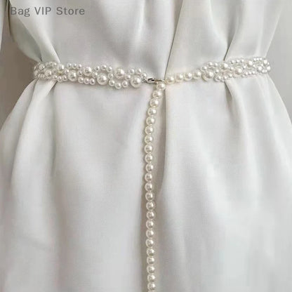 100cm Temperament Elegant Pearl Belt Waist Belt Female Girls Dress Crystal Strap Pearl Wedding Chain Belts Girl Accessories