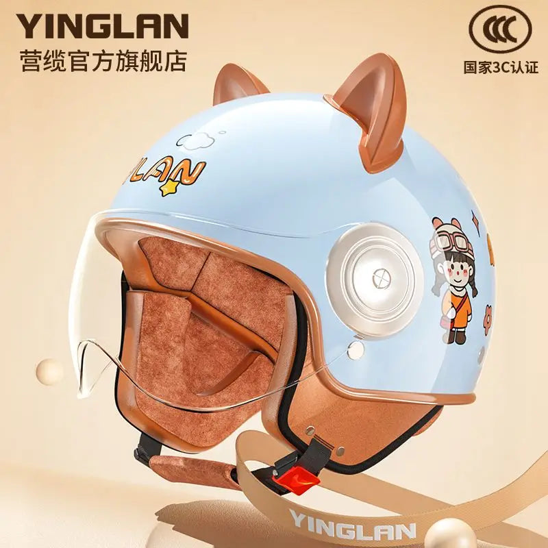Winter Warm Women's Electric Car Helmet Four Seasons Motorcycle Safety Cap Full Face Helmet 3C Certified Abs Material