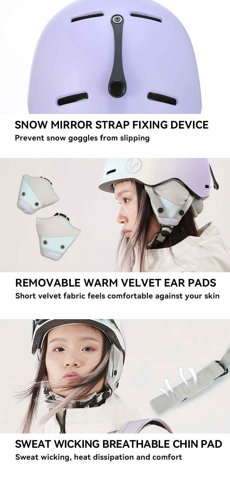 VECTOR Ski Helmet Safety Integrally-Molded Snowboard Helmet Motorcycle RemovableSkiing Snow Husband Men Women Child Kids