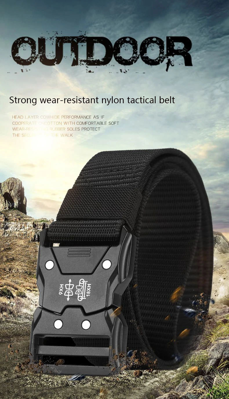 Genuine Tactical Belt Black Quick Release Outdoor Men's Belt Buckle Quick Release Elastic Belt Sport Nylon Braided Belts for Men