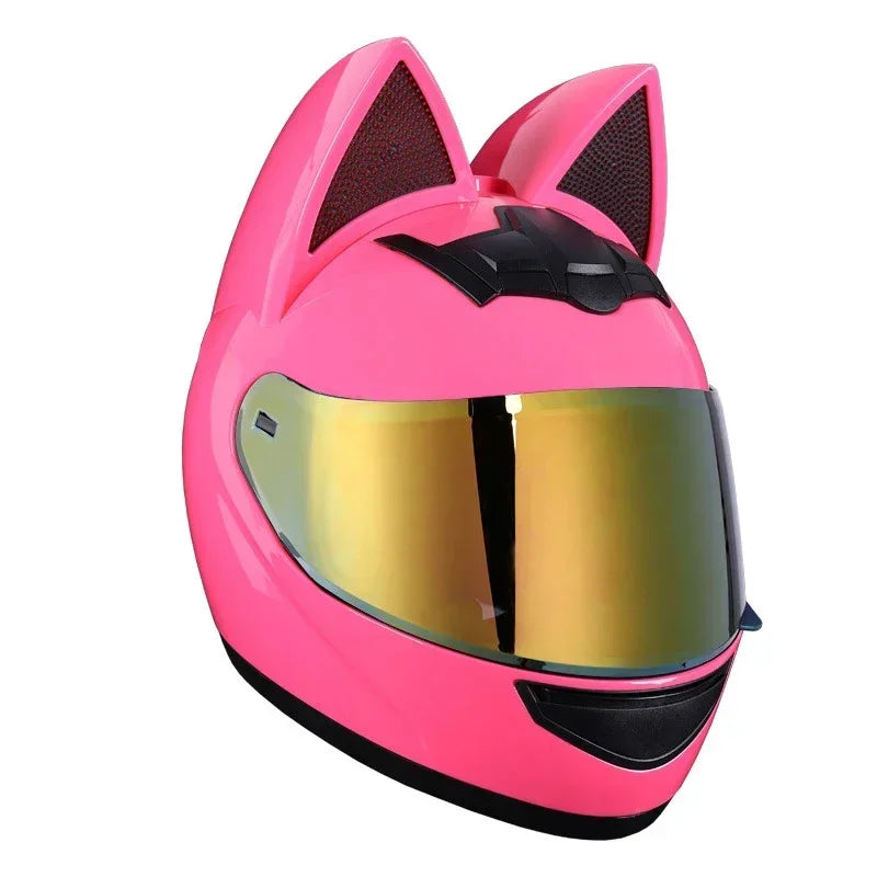 KEMITOUR Full Face Motorcycle Helmet DOT Certification Cat Ear Safety Moto Helmet For Women Men Breathable Gift For Girlfriend