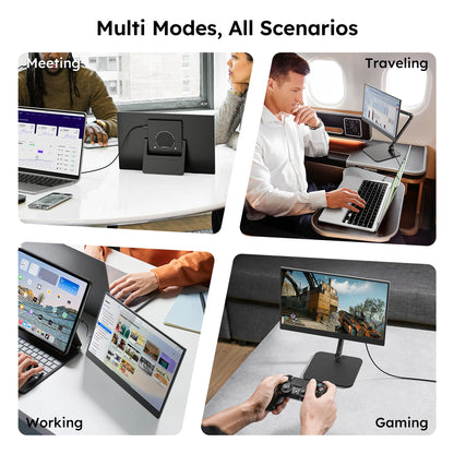 15.6" Portable Monitor with Foldable Magnetic Stand & Case FHD 1080P IPS Screen Extender for Laptop Mac Phone Xbox Work Travel