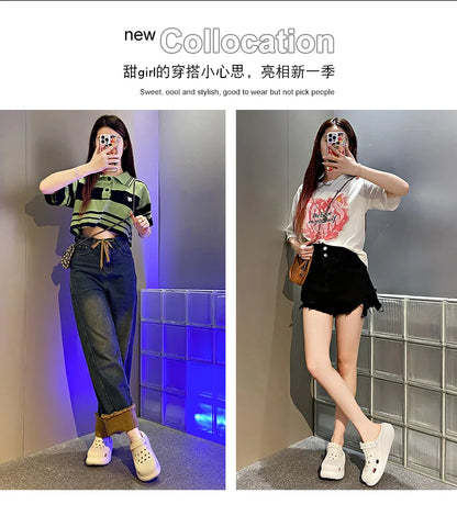 A Pair of Women's Fashionable Clogs, Women's Wear-Resistant and Comfortable Thick-Soled Beach Shoes, Outdoor Casual Trendy Women's Shoes