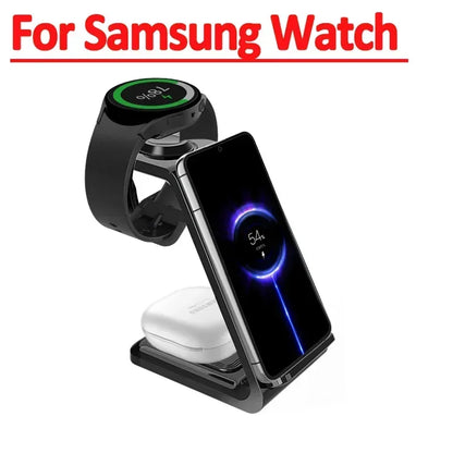 VIKEFON  3 in 1 Wireless Charger Stand for iPhone 16 15 14 13 12 Samsung Galaxy Apple Watch Airpods Pro Fast Charging Station