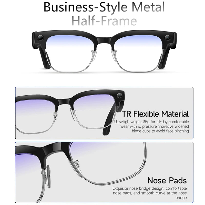 2025 New Intelligent AI Glasses 800W Pixel Camera HD 4K Video Recording AI Translation Music Control Intelligent Wearable Device