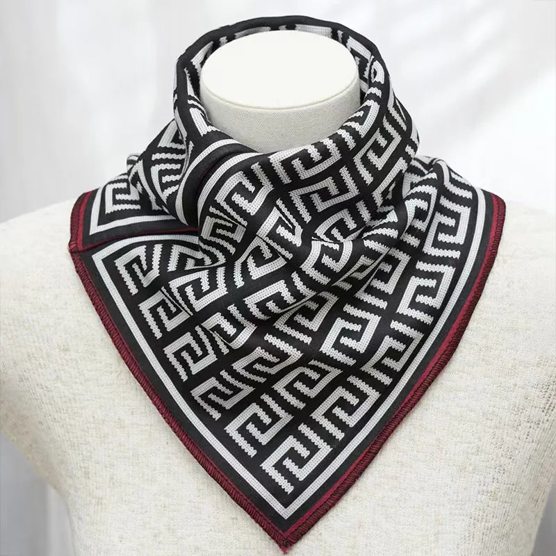 Warm Knitted Scarf with Geometric Pattern, Fashion Winter Neck Warmer for Women and Men, Soft Thick Cold Weather Accessories