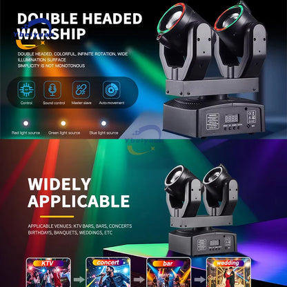 New Double Head Moving Head Beam Light With Aperture Remote Control DMX512 DJ Disco Bar Christmas Birthday Party Effect Light
