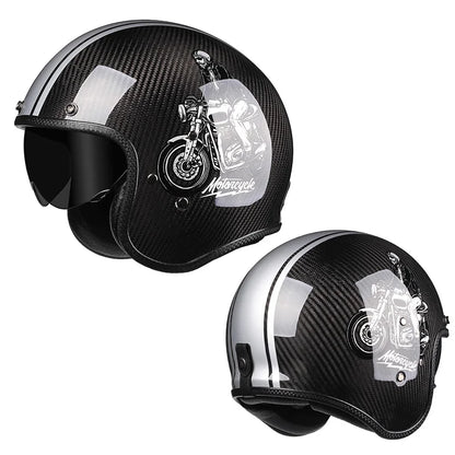 Durability 3K Carbon Fiber Black Gold Open Face Electric motorcycle Helmet for Man Woman DOT-Approved Enhance Riding Experience