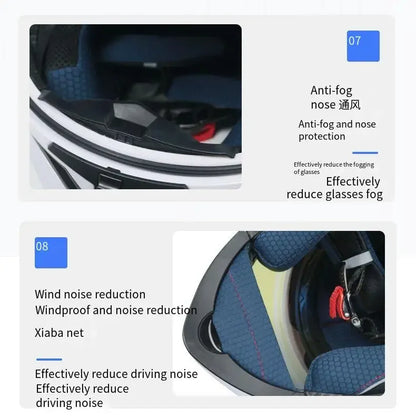 Full Face Motorcycle Helmet for Men and Women - Dual Lens Anti-Fog All Season Riding