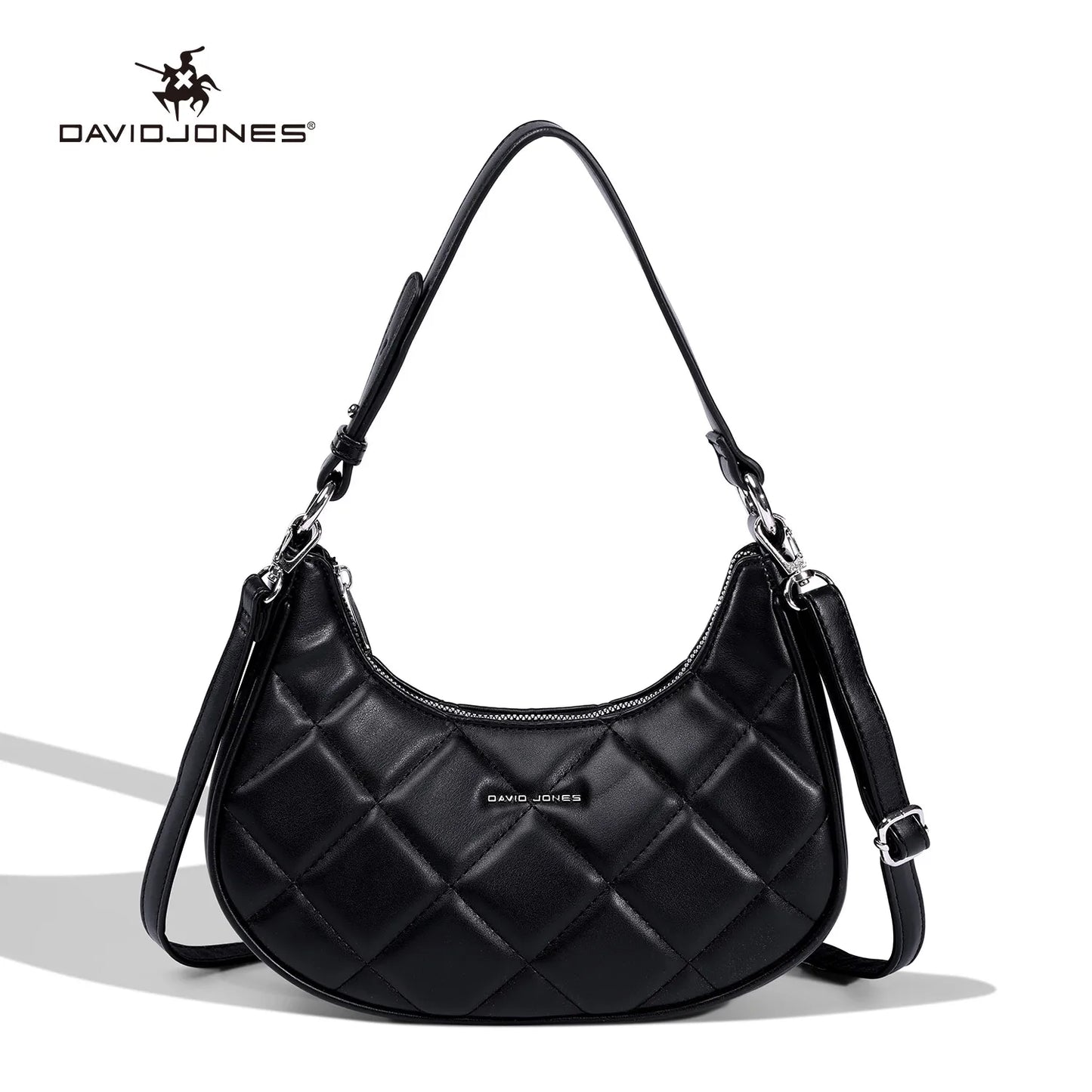 David Jones Multifunctional Women's Leather Underarm Bag Autumn Summer Trendy Crescent Bag Fashion Luxury Vintage Shoulder Bag