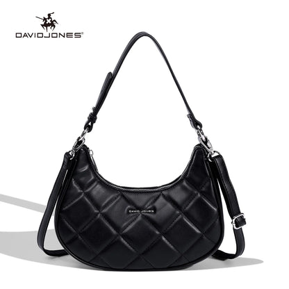 David Jones Multifunctional Women's Leather Underarm Bag Autumn Summer Trendy Crescent Bag Fashion Luxury Vintage Shoulder Bag