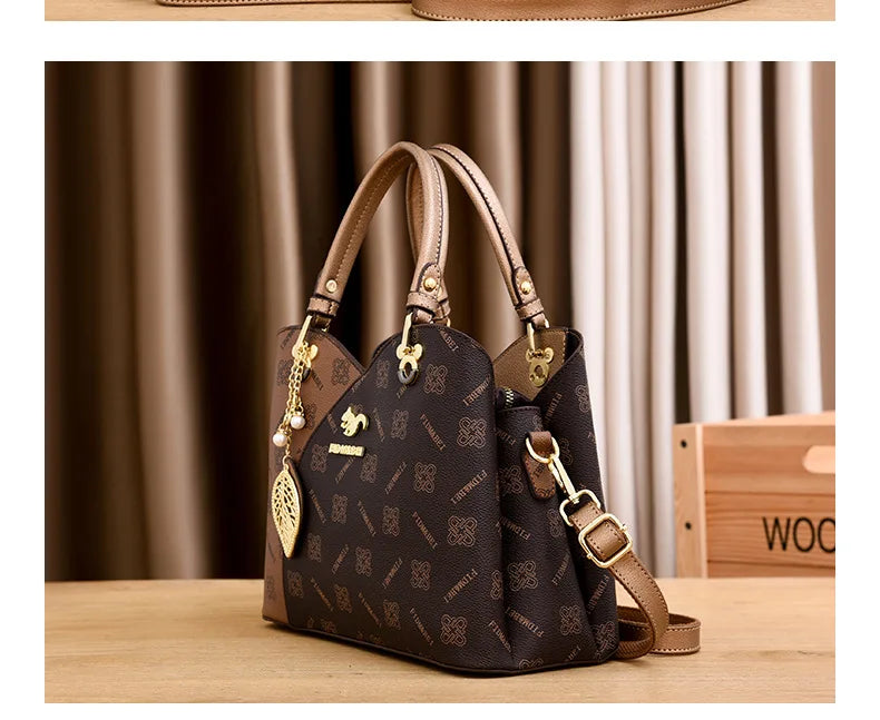 Luxury Brand Designer Women'S Handbag Leather Printed Shoulder Bag Large Capacity Classic Retro Crossbody Bag Commuting Tote Bag