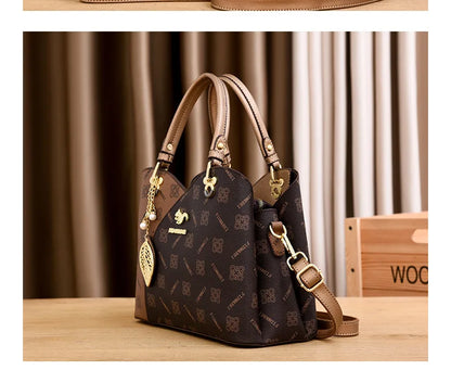 Luxury Brand Designer Women'S Handbag Leather Printed Shoulder Bag Large Capacity Classic Retro Crossbody Bag Commuting Tote Bag