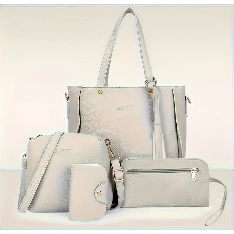 4pcs Women Tote Bag, Handbag Purse Shoulder Crossbody Bags for Woman Storage Bag, Synthetic, Zipper Closure, Small Messenger Bag