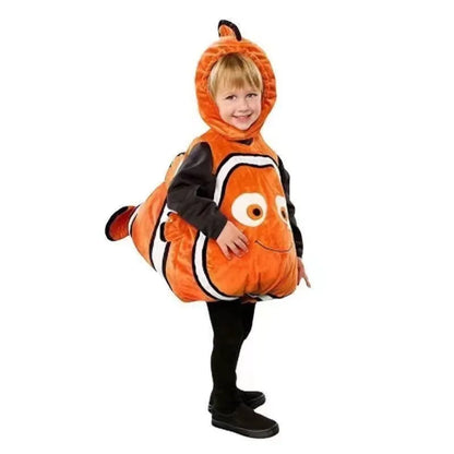 Toddler Clown Fish Cartoon Animal Underwater Mobilization Nemo Clown Fish Jumpsuit Headgear Performance Costume Children's Set