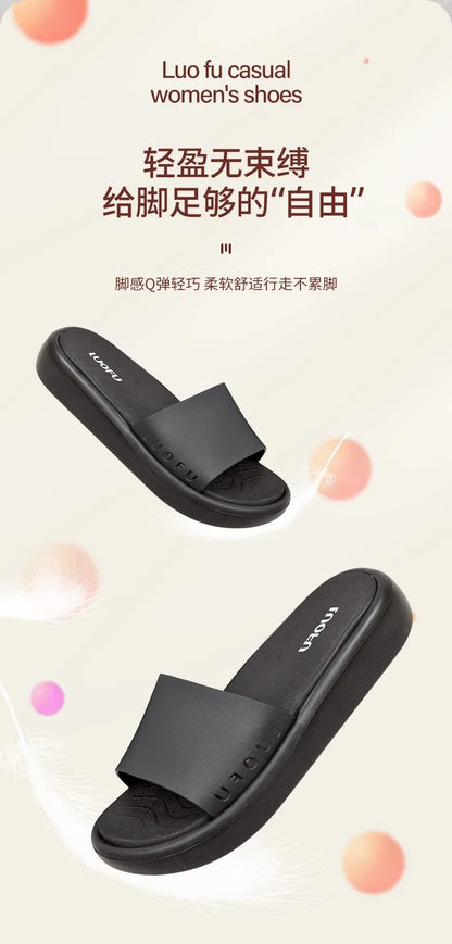 LUOFU Ladies Slippers Anti-Slip Soft Sole Fashionable Thick Bottom Women's Slip-On Shoes Comfortable Home Footwear