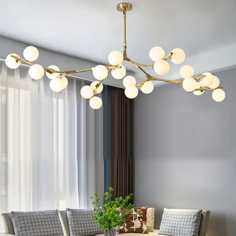 Modern Black Gold LED Chandelier 12/18/24 Glass Balls Ceiling Chandeliers Living Room Kitchen Bedroom Living Room Decoration