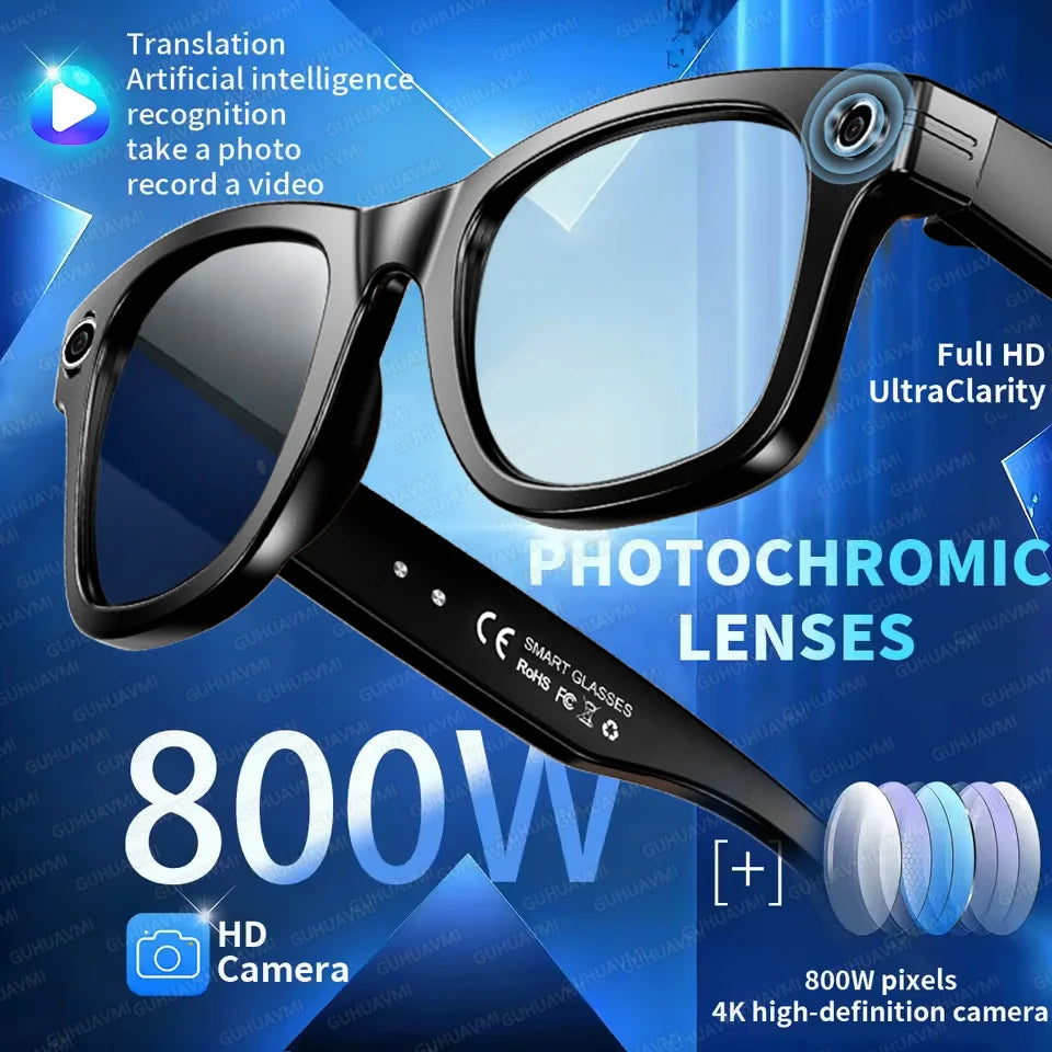 New Smart Glasses 8MP HD Camera AI Glasses Camera Photo Video Recording Translation Waterproof Anti-blue Camera Glasses Man Wome