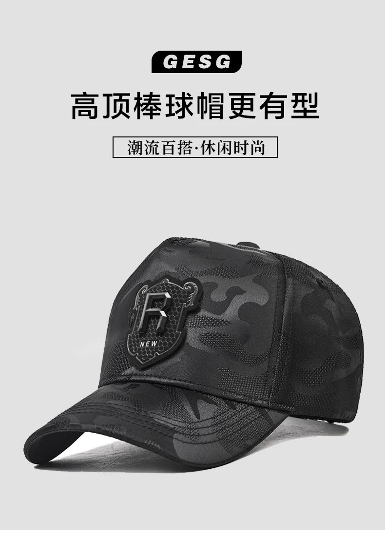 Hip hop Baseball Cap R Logo Camouflage Hat Men's and Women's Summer Sun Hat Adjustable Hiking hat Hip Hop Trucker hat