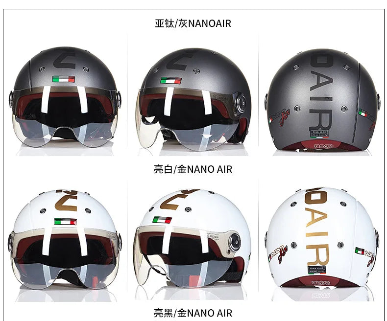 BEON Motorcycle Helmet for Adult and Child All Seasons Electric Vehicle Half Helmet Summer Sun Protection Helmet Motorcycle