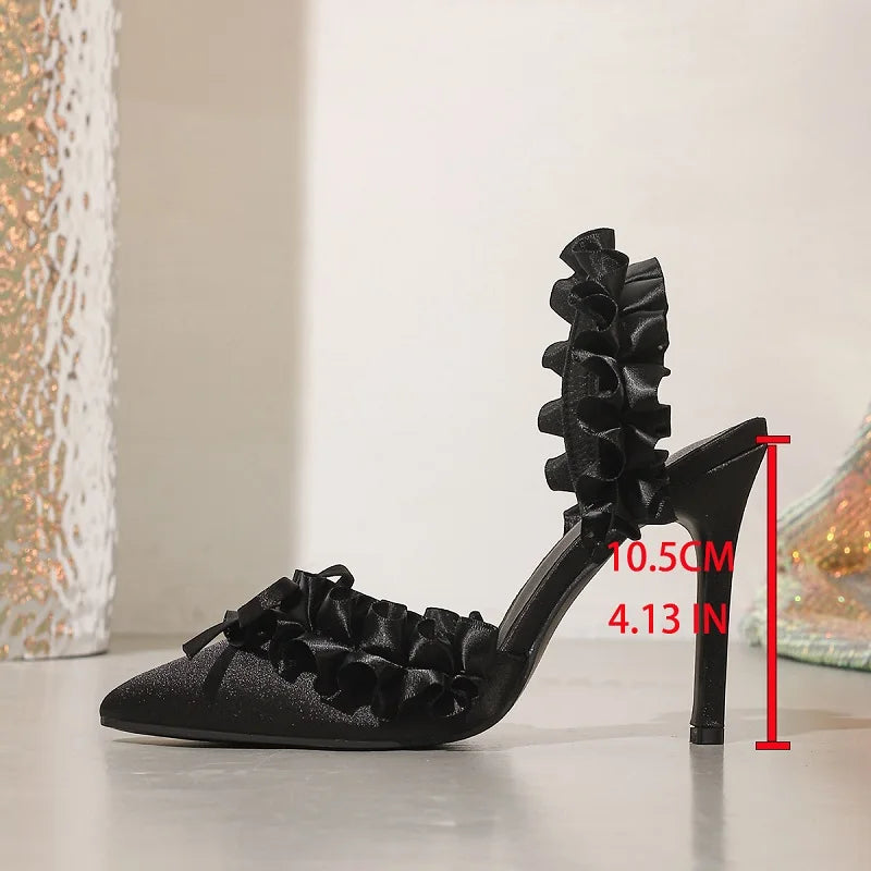 Eilyken New Fashion Slingback Thin High Heels Woman Pumps Elegant Butterfly-knot Pointed Toe Wedding Party Shoes
