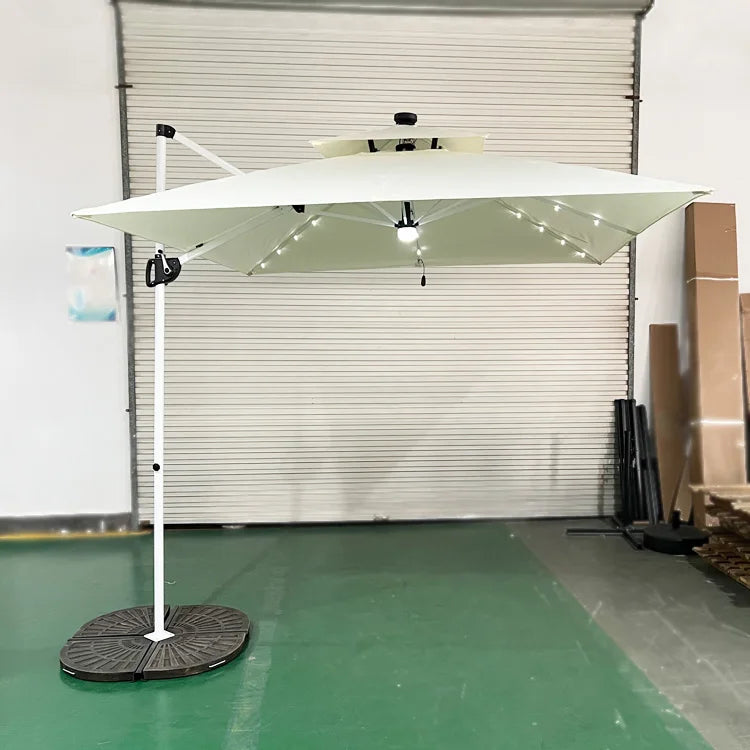 Uplion Modern Large 3M*3M  8ribs with LED Mini Roma Umbrella Double Roof Patio Umbrella Garden  Cantilever Parasol