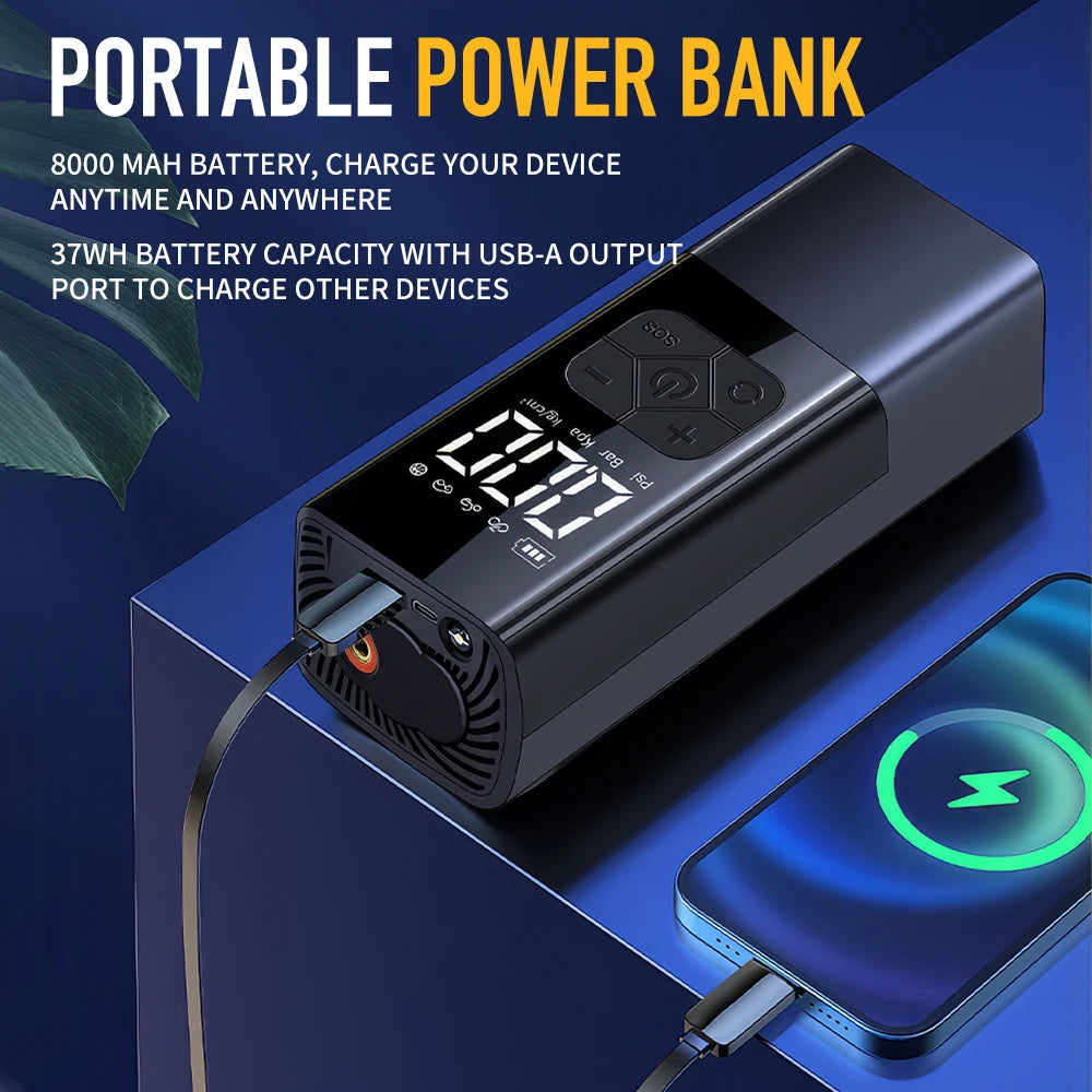 2500A Professional Car Starter Car Booster with 150PSI Air Compressor Power Bank Portable Charger for Car Battery Jump Starter